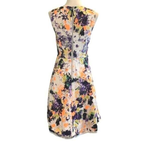 Anthropologie Maeve Sleeveless Bright Floral Flare Skater Dress Size 4P - Picture 4 of 7